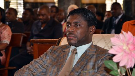 Teodorin Obiang, le fils du président de Guinée équatoriale, lors d'une messe à Bata, le 25 juin 2013. (JEROME LEROY / AFP)