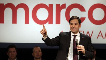 Le sénateur Marco Rubio, candidat aux primaires républicaines, lors d'un meeting à Las Vegas (Nevada, Etats-Unis), le 21 février 2016. (JOHN GURZINSKI / AFP)