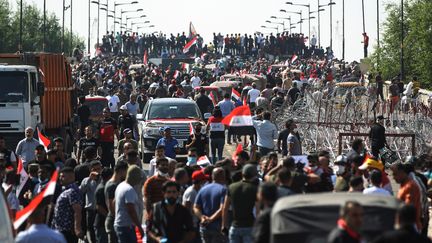 Une manifestation anti-gouvernementale, le 26 octobre 2019, à Bagdad&nbsp;(Irak). (AFP)