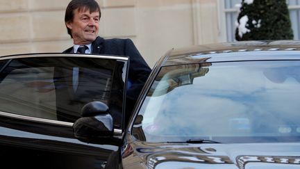 Nicolas Hulot, à la sortie de l'Elysée, le 8 février 2018.&nbsp; (PHILIPPE WOJAZER / REUTERS)