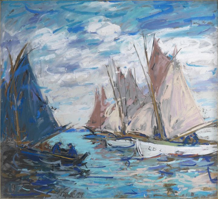 "An opalescent harbor effect" de Charles Fromuth (1858-1937) - Fusain et pastel sur papier - 69x75cm. Collection particulière. (ISA GUÉGAN)