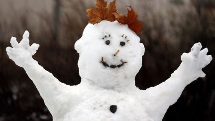 Un bonhomme de neige &agrave; Leipzig (Allemagne), le 22 mars 2013. (JAN WOITAS / DPA / AFP)