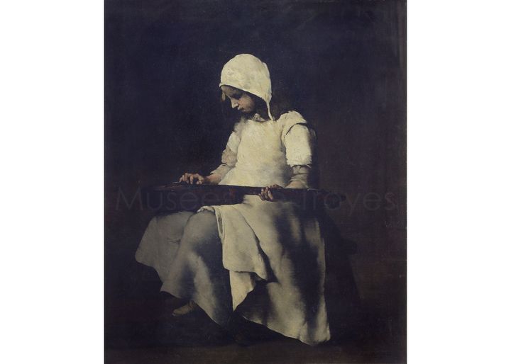 Théodule Ribot, Jeune fille à la guitare, vers 1865, huile sur toile (Troyes, musée des Beaux-Arts Saint-Loup)