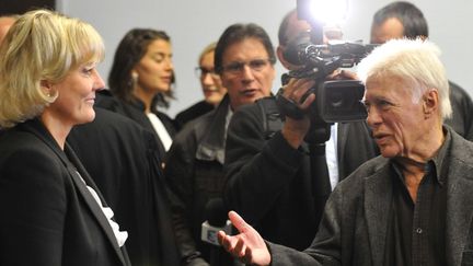 Face à face entre Nadine Morano et Guy Bedos le 7 septembre 2015 à Nancy.
 (Jean-Christophe Verhaegen / AFP )