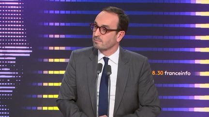 Thomas Cazenave, ministre délégué aux Comptes publics était l'invité du 8h30 franceinfo du vendredi 22 décembre 2023. (RADIO FRANCE / FRANCEINFO)