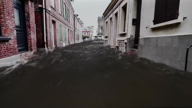 Simulation de la montée des eaux à Etretat