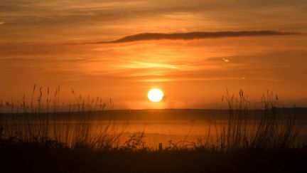 Le soleil se couche sur Lavau-sur-Loire, en Loire-Atlantique,&nbsp;le 19 février 2019. (LOIC VENANCE / AFP)