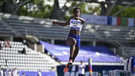 Angélina Lanza aux Mondiaux de para-athlétisme à Paris, en 2023. (HERVIO JEAN-MARIE / KMSP via AFP)