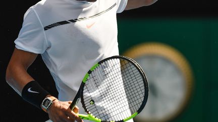 Rafael Nadal heureux après sa victoire (GREG WOOD / AFP)