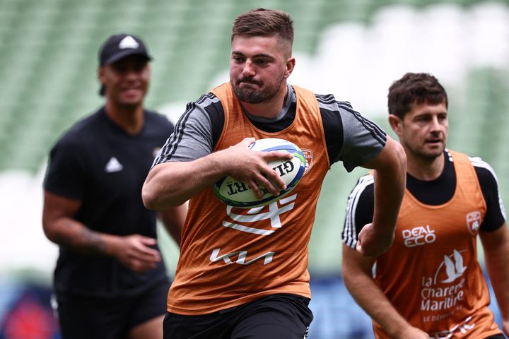 Gregory Alldriit in training before the Champions Cup final, at the Aviva Stadium in Dublin, May 19, 2023. (ANNE-CHRISTINE POUJOULAT / AFP)