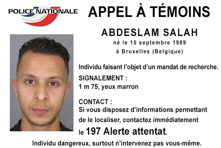 L'appel à témoins diffusé par la police française, le&nbsp;15 novembre 2015, pour retrouver Salah Abdeslam, suspecté d'avoir participé aux attentats du 13 novembre à Paris. (POLICE NATIONALE / AFP)