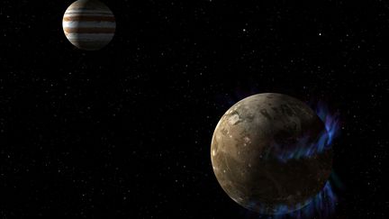 Visualisation de la NASA montrant&nbsp;Ganym&egrave;de, la plus grosse lune de Jupiter et du syst&egrave;me solaire. (NASA / ESA / AFP)