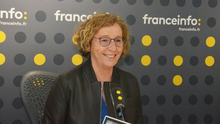 Muriel Pénicaud , ministre du Travail, invitée de "franceinfo junior", le 18 avril 2019. (JEAN-CHRISTOPHE BOURDILLAT / RADIO FRANCE)