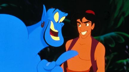 Aladdin et le G&eacute;nie dans le dessin anim&eacute; "Aladdin" de Disney, sorti en 1992. (REX FEATURES / SIPA)