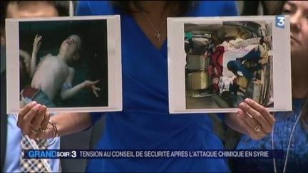 L'ambassadrice américaine à l'ONU montre des photos d'enfants victimes de l'attaque chimique. (FRANCE 3)