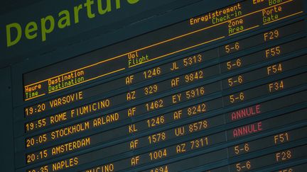 Un tableau d'affichage à l'aéroport d'Orly, près de Paris, le 11 juin 2016. (IRINA KALASHNIKOVA / SPUTNIK / AFP)