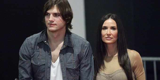 Demi Moore et Ashton Kutcher, dont elle a divorcé en novembre 2011
 (AFP/DANIEL TEIXEIRA)