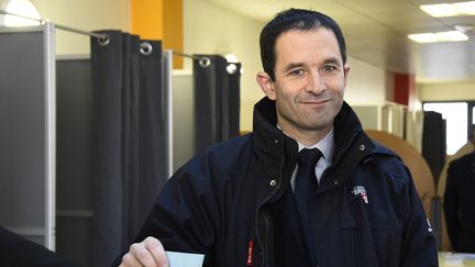 Benoît Hamon, qui a voté dans son fief, à Trappes, lors du premier tour de la primaire de la gauche. (BERTRAND GUAY / AFP)