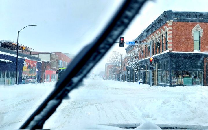 In Des Moines, the capital of Iowa, traffic conditions made dangerous by snow are worrying about the participation rate.  (BENJAMIN ILLY / FRANCEINFO / RADIO FRANCE)