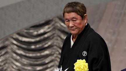 Le réalisateur japonais Takeshi Kitano, à l'occasion d'une cérémonie célébrant les 30 ans de règne de l'empereur Akihito, le 10 avril 2019.&nbsp; (TOSHIFUMI KITAMURA / AFP)