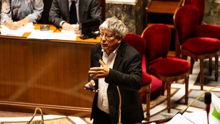 Le président de la commission des finances de l'Assemblée nationale, Eric Coquerel, dans l'hémicycle, le 22 octobre 2024. (TELMO PINTO / NURPHOTO / AFP)