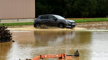 Roads flooded in the Drôme due to heavy rains, September 18, 2023 (ROMAIN DOUCELIN / HANS LUCAS / AFP)