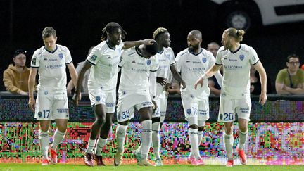 Estac players, during the 37th day of the championship, against Laval, on May 10, 2024. (MAXPPP)