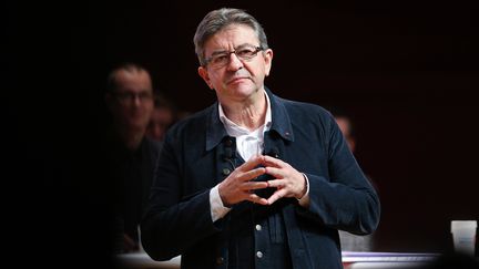 Le candidat de la France insoumise, Jean-Luc Mélenchon, lors d'un meeting à Strasbourg, le 15 février 2017. (FRED MARVAUX / REA)