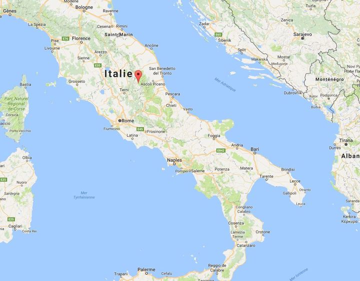 L'épicentre se trouvait à 10 km au sud-est de Norcia, une ville de la région d'Ombrie, à environ 150 km au nord-est de&nbsp;Rome.&nbsp; (CAPTURE D'ÉCRAN GOOGLE MAP)