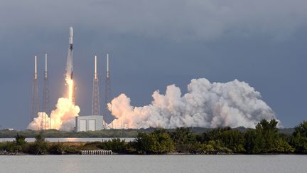 Le landement d'une&nbsp;fusée Falcon 9 de SpaceX, le 24 janvier 2021, à&nbsp;cap Canaveral, en Floride. (PAUL HENNESSY / NURPHOTO)