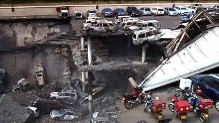 Le parking a&eacute;rien du centre commercial Westgate, &agrave; Nairobi (Kenya), le jeudi 26 septembre. (AFP / KENYA MILITARY)