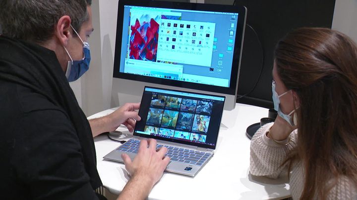 Niwin, a digital art collector selects works on the Art Blocks platform.  (T. Swiderski / France Televisions)