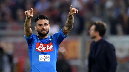 La joie de l'attaquant napolitain, Lorenzo Insigne. (TIZIANA FABI / AFP)