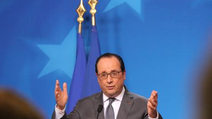 François Hollande donne une conférence de presse après le sommet européen organisé à Bruxelles (Belgique) le 19 février 2016. (PAUL-MARIE GUYON / CITIZENSIDE.COM / AFP)