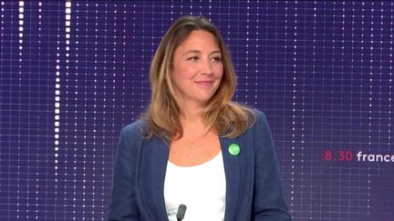 Sandra Regol,&nbsp;secrétaire nationale adjointe d'EELV était l'invitée du "8h30 franceinfo", samedi 27 novembre 2021. (FRANCEINFO / RADIOFRANCE)