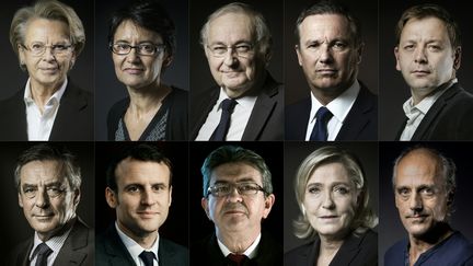 Montage des candidats déclarés à la présidentielle de 2017. (JOEL SAGET / AFP)