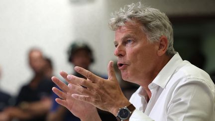 Le secrétaire national du Parti communiste Fabien Roussel, le 26 août 2023, à Strasbourg. (FREDERICK FLORIN / AFP)