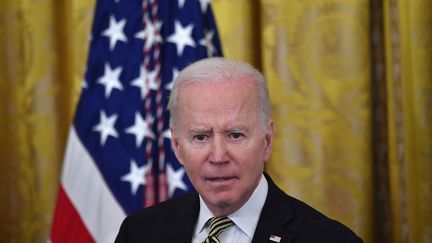 Le président américain, Joe Biden, le 16 mars 2022 à la Maison Blanche, à Washington (Etats-Unis).&nbsp; (NICHOLAS KAMM / AFP)