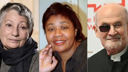 De gauche à droite : Lioudmila Oulitskaïa, Jamaïca Kincaid et Salman Rushdie. (JOEL SAGET,MARTIN BUREAU,TIMOTHY A. CLARY,D DIPASUPIL / AFP/GETTY IMAGES NORTH AMERICA)