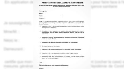 L'attestation dérogatoire a été mise en ligne le vendredi 16 octobre, à quelques heures du couvre-feu.&nbsp; (MINISTERE DE L'INTERIEUR)