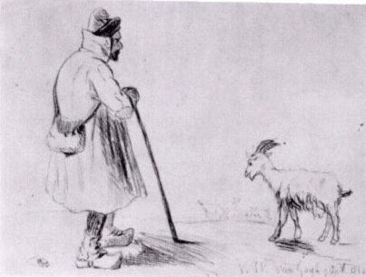 Vincent Van Gogh,&nbsp;"Le Troupeau de ch&egrave;vres", crayon sur papier, 1862. (DR)