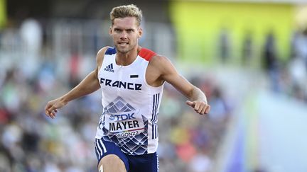 Kévin Mayer, lors de la première journée du décathlon, aux championnats du monde d'Eugene (Etats-Unis), le 23 juillet 2022. (KEMPINAIRE STEPHANE / KMSP)