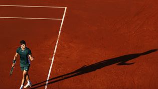 Carlos Alcaraz, during the Barcelona final against Pablo Carreno Busta, on April 24, 2022.   (JOAN MONFORT / AP)