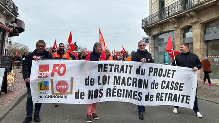 Manifestation&nbsp;contre la réforme des&nbsp;retraites à Chinon (Indre-et-Loire), le 4 février 2023
 (LAURETTE PUAUD / RADIO FRANCE)