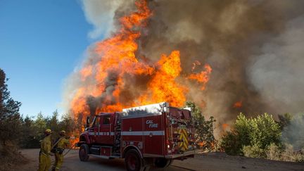 Il y aurait près d’une cinquantaine d'incendies aux Etats-Unis, dont cinq en Californie. L'incendie de Loma Prieta a déjà détruit plus de 430 hectares dans les collines de Santa Cruz, au sud de San José. Depuis le début de la semaine, plusieurs départs de feu se sont déclarés en Californie, obligeant des milliers d’habitants à évacuer leur domicile. La sécheresse sévit depuis plusieurs années dans l’Etat de l’Ouest américain. L'incendie de Soberanes brûle depuis deux mois et a ravagé 490 km2 de bois et collines de la forêt nationale Los Padres, une région très touristique. En août 2016, il a fallu plus de 10.000 pompiers pour venir à bout des flammes près de Los Angeles. (AP Photo/Noah Berger )