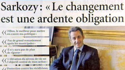 Nicolas Sarkozy en Une du Figaro (06/03/2008) (© France 2)