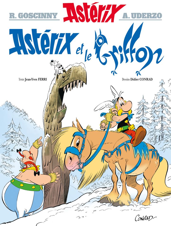 La couverture d'Astérix et le Griffon, le 39e album de la série et le cinquième sous la main de Ferri et Conrad.&nbsp; (Les Editions Albert René / Goscinny - Uderzo)