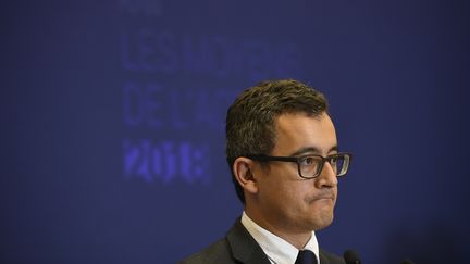 Le ministre de l'Action et des Comptes publics, Gérald Darmanin, lors d'une conférence de presse à Paris, le 28 septembre 2017. (LIONEL BONAVENTURE / AFP)