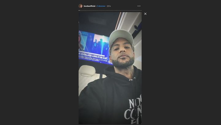 Capture d'écran du post Instagram où le rappeur Booba réagit à la fusillade contre son équipe. (BOOBA / INSTAGRAM)