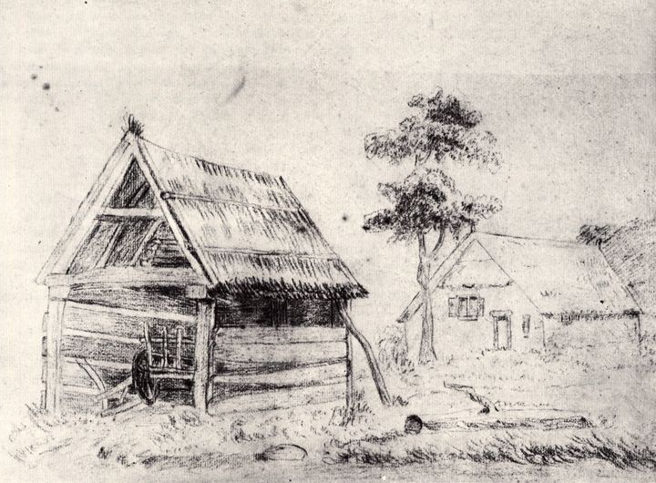 Vincent Van Gogh, "Grange et ferme", crayon et papier, 1864. (DR)